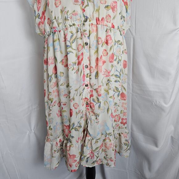 American Rag Cie Dress Women’s 1X Floral Sleeveless Button Front Ruffle Hem Boho - Picture 4 of 12